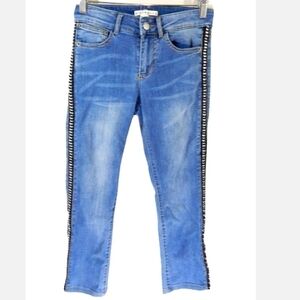 Alice + Olivia Chain Trim Skinny Crop Jeans